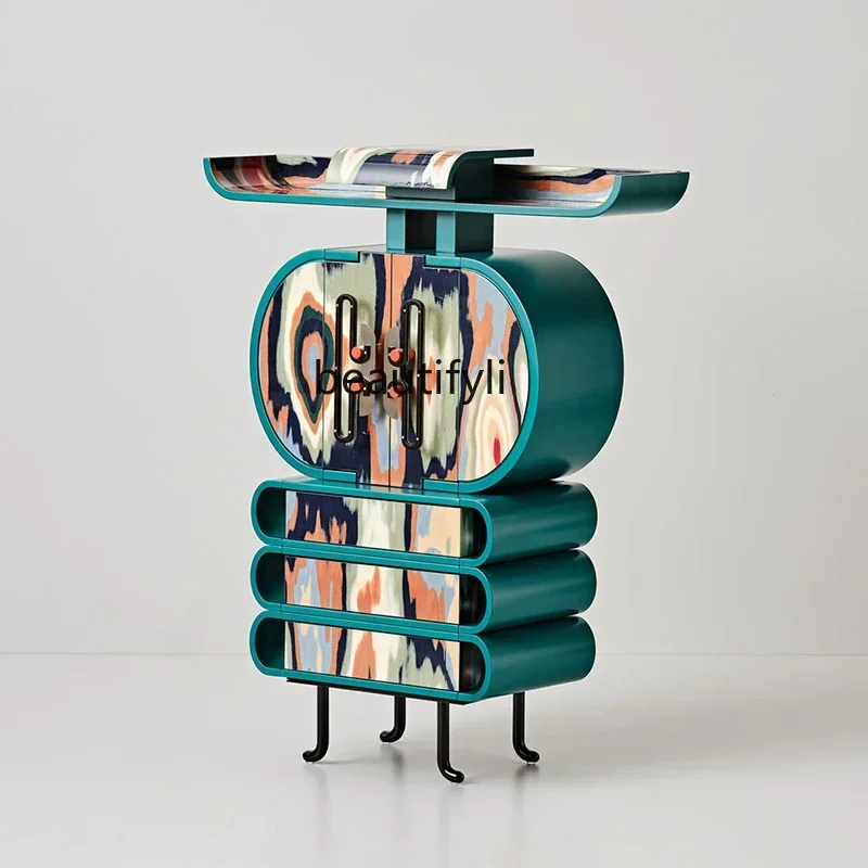 French side cabinet, living room household storage chest cabinet, color art decoration storage cabinet0420