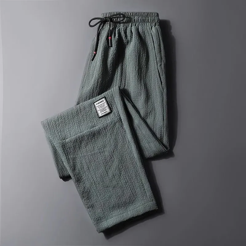 Men's Casual Loose Cotton Linen Pants Summer Breathable Workwear Ice Silk Ultra-Thin Wear-Resistant Comfortable Cotton Linen ...