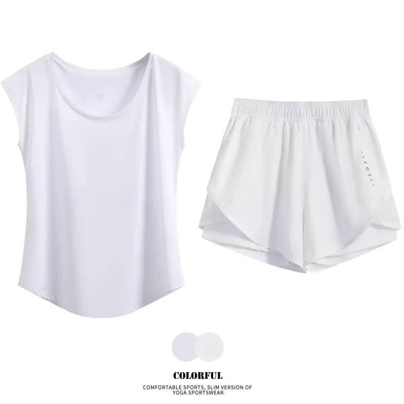 DRUR Women Yoga Set Loose Fit Sleeveless Gym Top Shorts Suit 2 Piece Sportswear Outfit 2pcs Summer Workout Tracksuit Yogawear