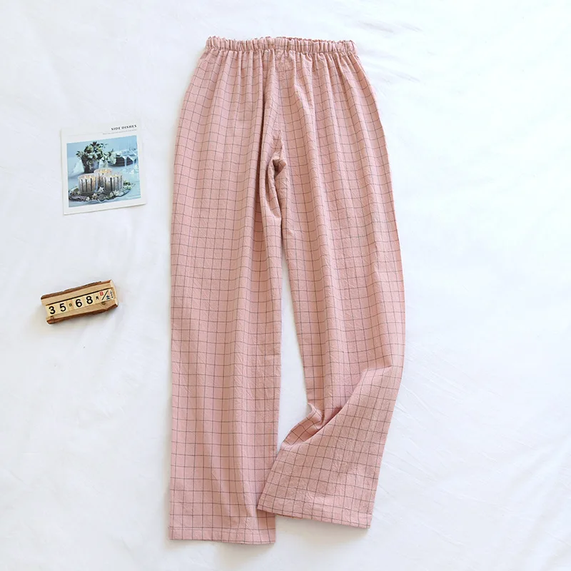 Pyjamahose für Damen, aus Baumwolle, für den Hausgebrauch, Herbst- und Winterhose, kariert, mit elastischem Bund und Kordel, Schlafhose für Studentinnen, weich und modisch. – Detail 21