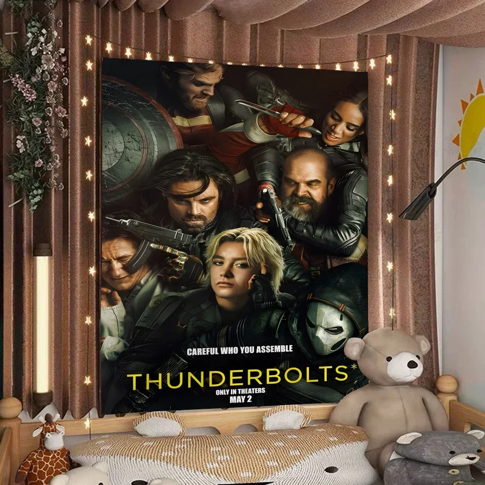 T-Thunderbolts (2025) فيلم أنيمي نسيج ديكور للتعليق على الحائط ديكور منزلي للتعليق على الحائط