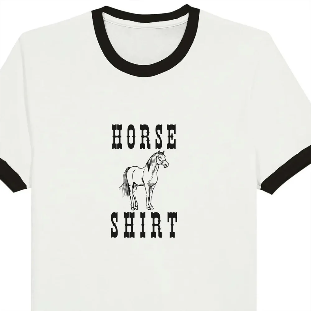 Summer Vintage Style Horse Shirt Graphic Tees Unisex Men Women Short Sleeve Cotton Ringer Tees Street Fashion Casual T Shirts