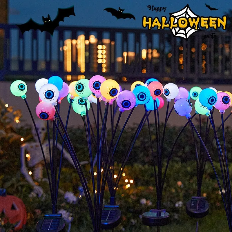Halloween Ghost Eye Ground Stake Light Outdoor Waterproof Yard Lawn Scary Atmosphere Eyeball Lamp Decoration Solar Light
