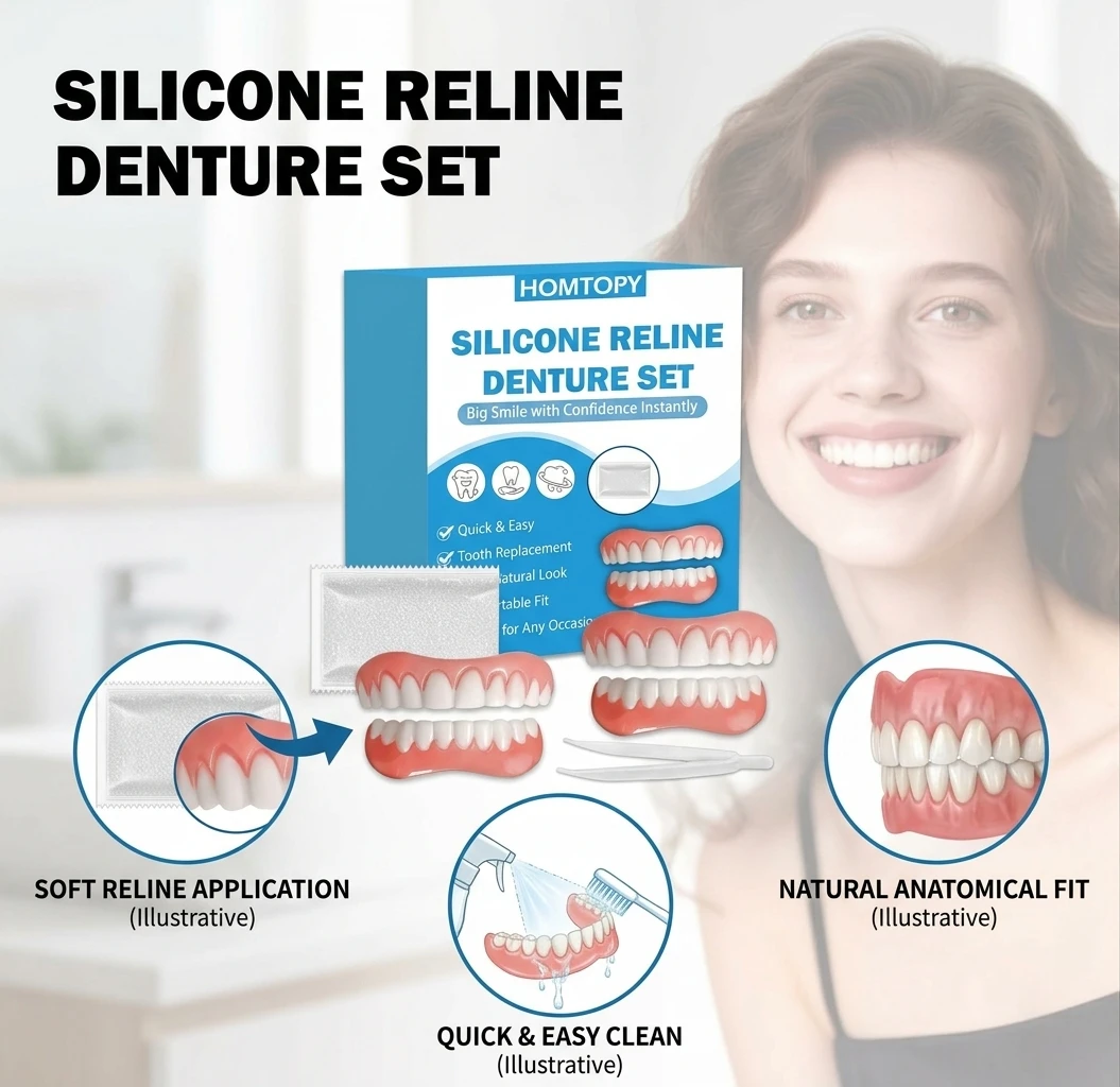 Silicone Denture Adhesive Set Simulated Temporary Smiling Denture Dental Adhesive Kit for Comfort And Natural Smile