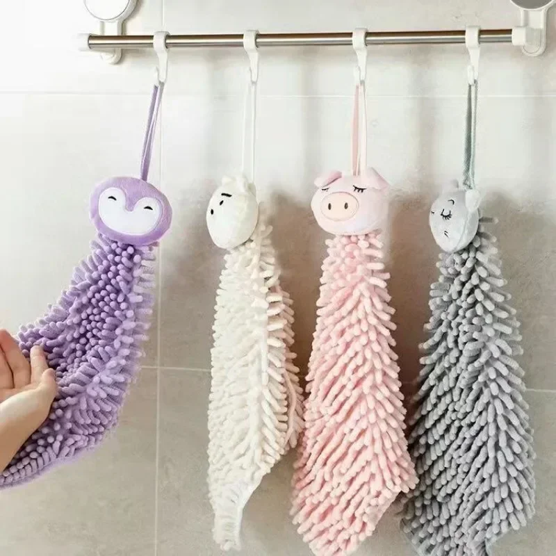 

Cute Hand Towels for Bathroom Kitchen Cartoon Hand Towel with Hanging Loops Quick Dry Soft Absorbent Microfiber Towels