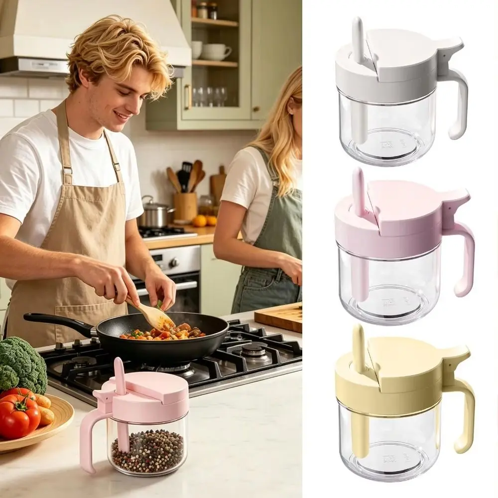Airtight With Spoon Seasoning Containers Airtight Design Stackable Seasoning Box Clear Body Kitcan Organizer Kitchen Cabinet Use