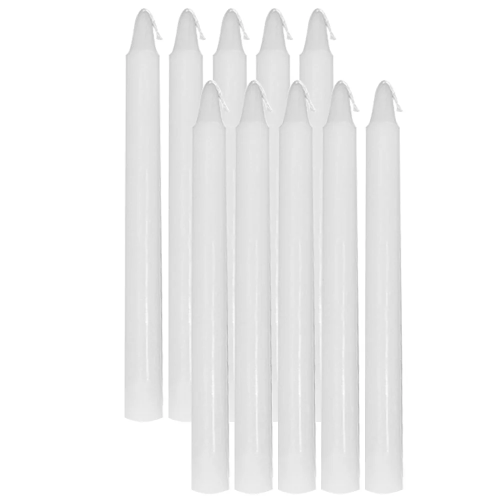 

10 Pcs White Taper Small Candles Wedding Paraffin Tapered Bulk Unscented