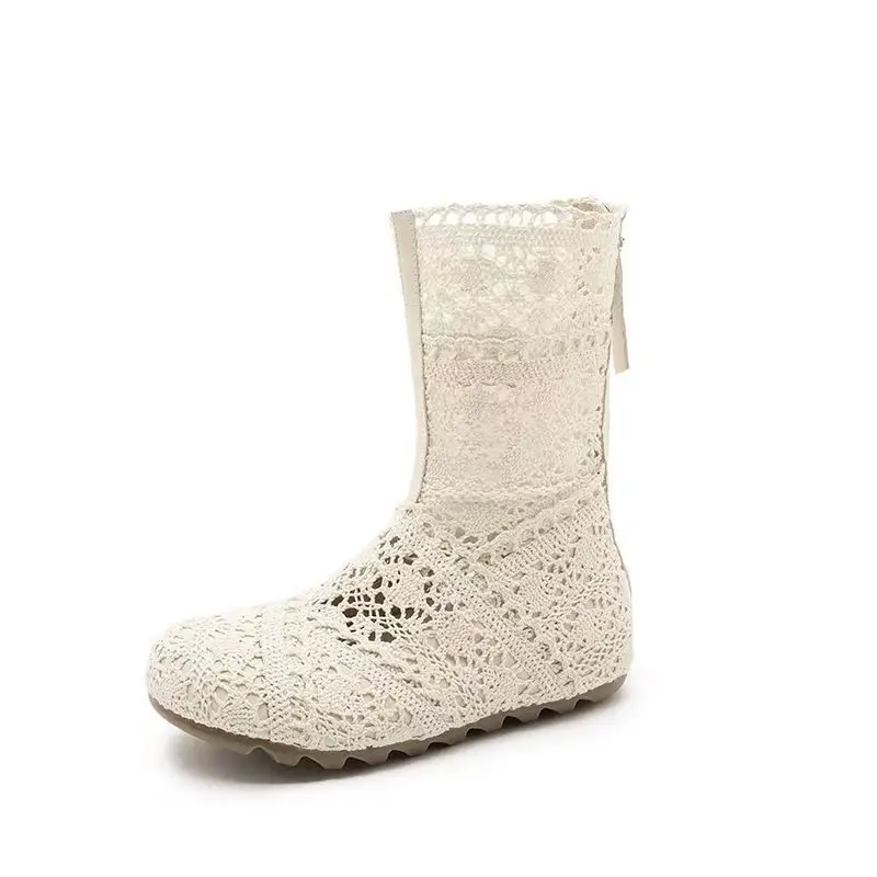 

Hollow Lace Inner Height Increase Cool Boots 2026 New Women Fashion Sweet Ankle Boots Female Summer Bohemian Style Short Boots