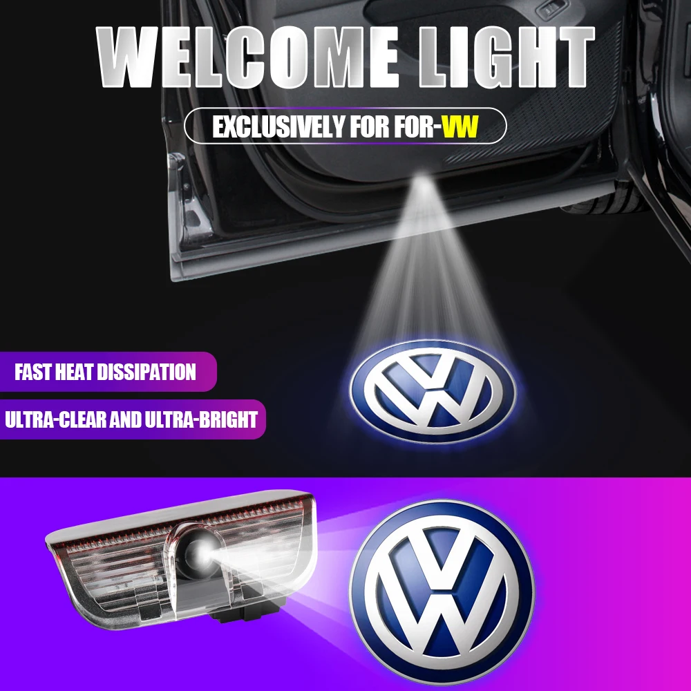 Car Door Emblem LED Light Welcome Lamp Wireless Laser Projector For Volkswagen Golf 4 5 Passat b7 b8 Polo Tiguan Lavida Jetta