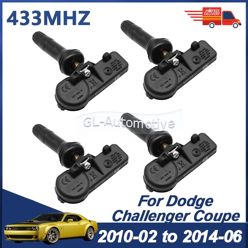 

4 шт. датчик TPMS датчик контроля давления в шинах для Dodge Challenger Coupe 2010-02 до 2014-06 433 МГц 56029398 АБ 68241067 АБ