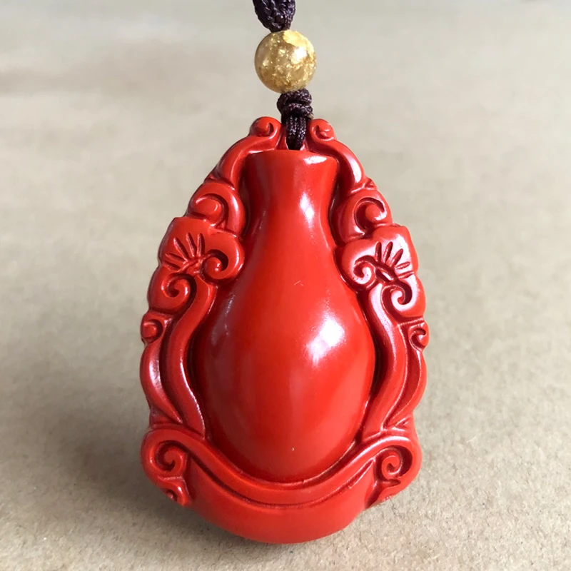 

High content cinnabar net vase for men and women, pendants, solid marriage, prosperous couples, ruyi bottles, necklace vases