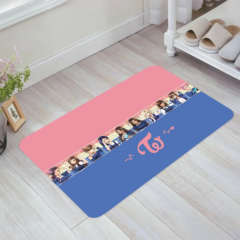 Kpop TWICE Floor Mat Aesthetic Room Decoration Home Balcony Rugs Kitchen Carpet Doormat Entrance Door Carpets Foot Rug Mats Bath