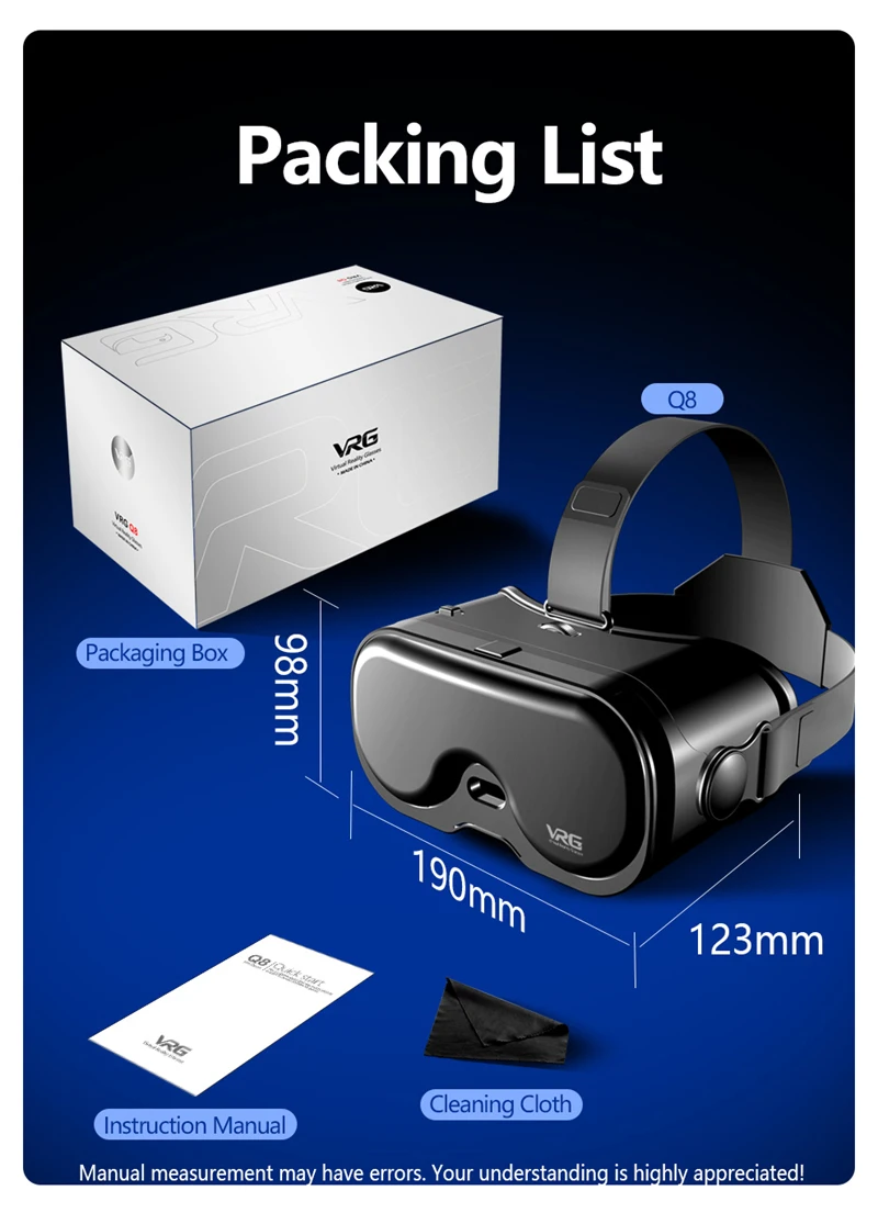 Neues VRG Q8 All-in-One VR-Headset Virtuelle Realität 3D Panorama-Gaming AR für Smartphones – Detail 19