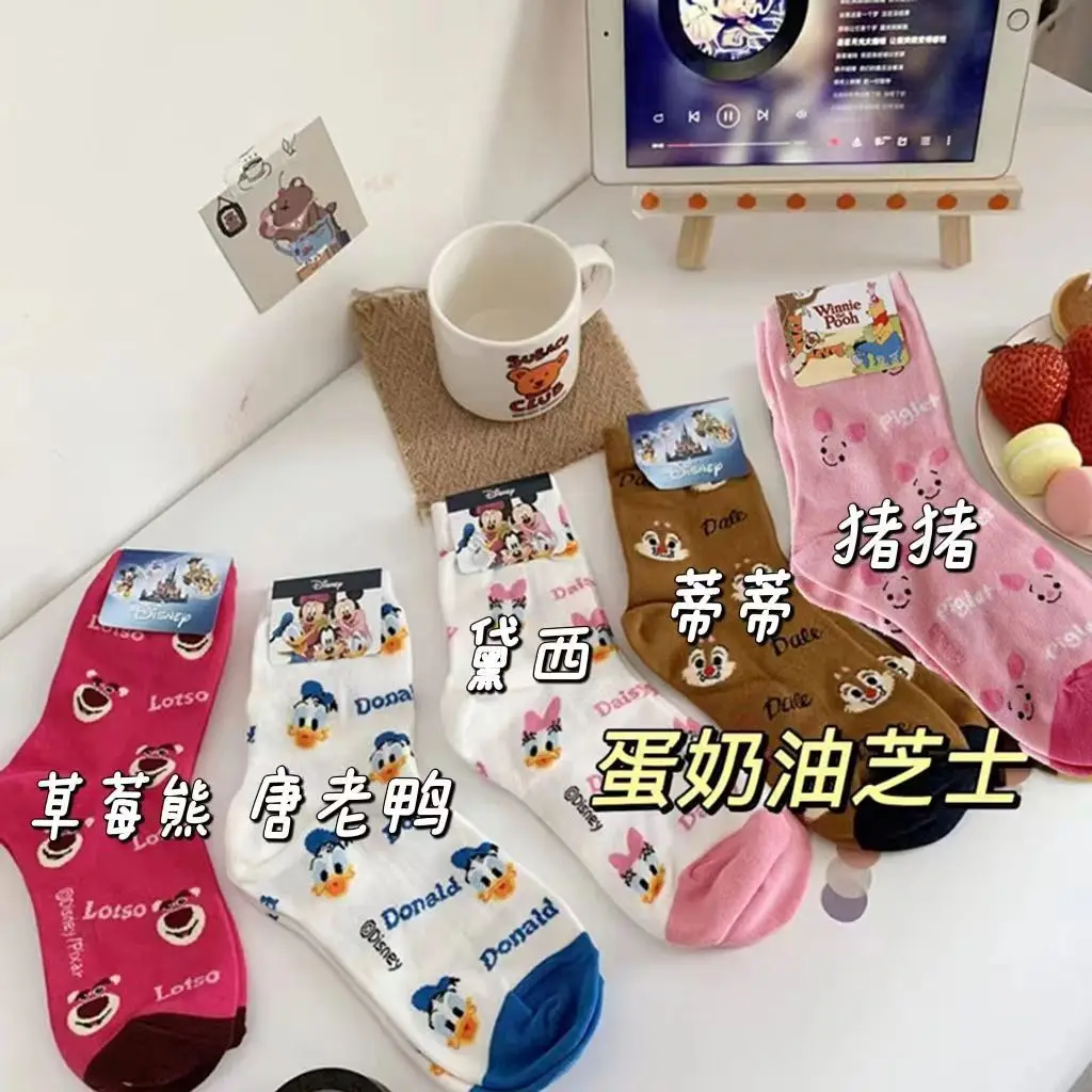 2023 Disney Neue Kawaii Frauen Socken Japanische Mode Cartoon Niedlichen Socken Mickey Minnie Daisy Donald Baumwolle Harajuku Lustige Socken