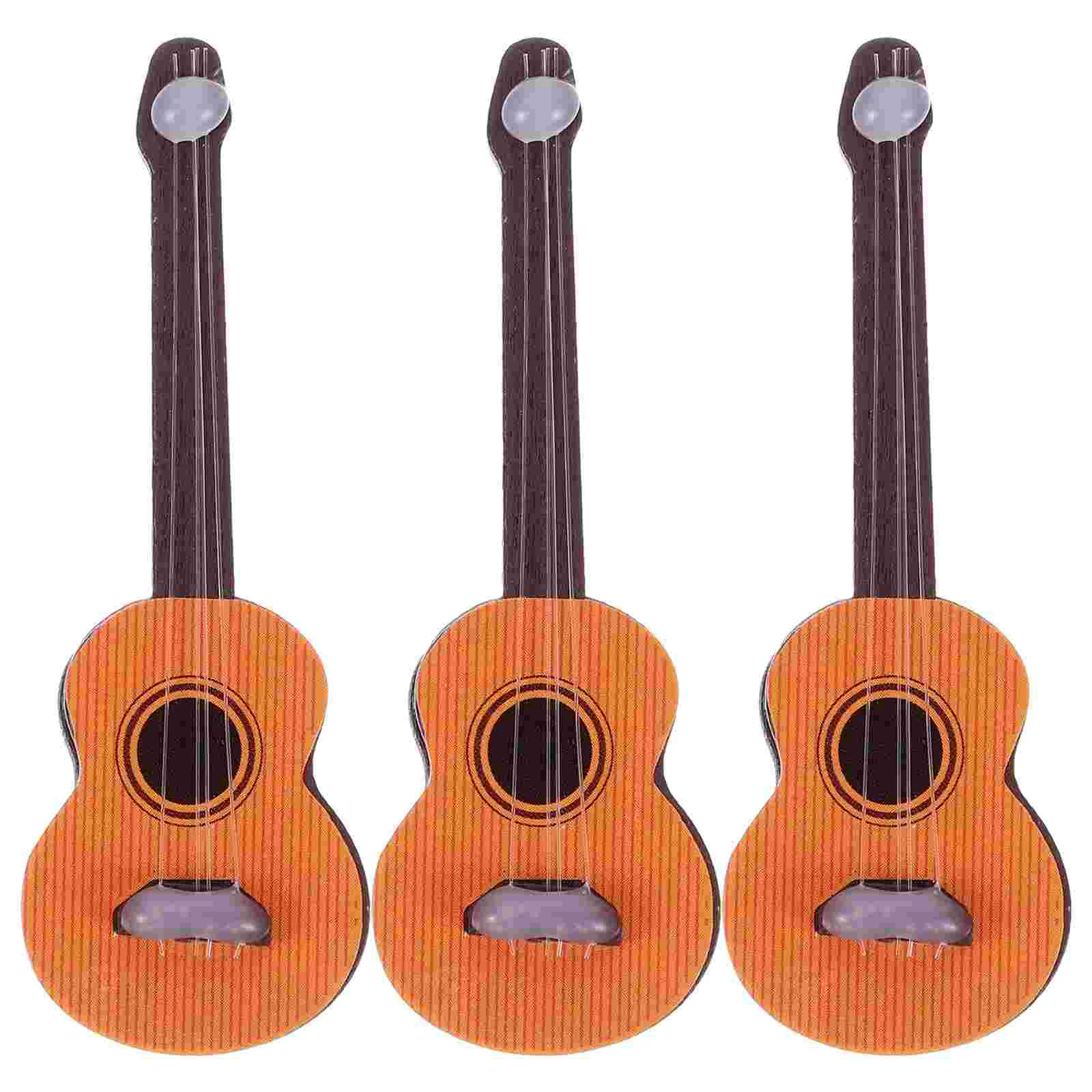 3 Pcs Toy House Accessories Mini Decoration Guitar Furniture Set Small Decorative Accessory Pretend Play Child