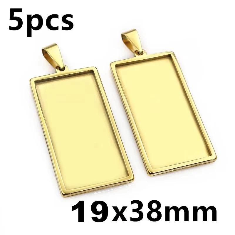 5-10pcs Rectangle Pendant Cabochon Base Blank Setting Tray for DIY Jewellery