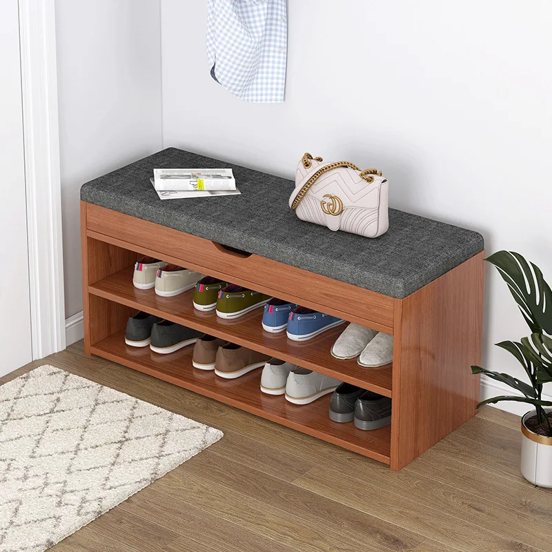 A long shoe changing stool, a household shoe changing stool, a shoe cabinet and a shoe rack integrated bench