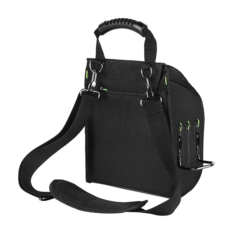 JAKAH Professional Electricians Tool Pouch,Multi-pocket Ergonomic Rubber Handle, Padded Shoulder Strap Black Green JK-208 image 5