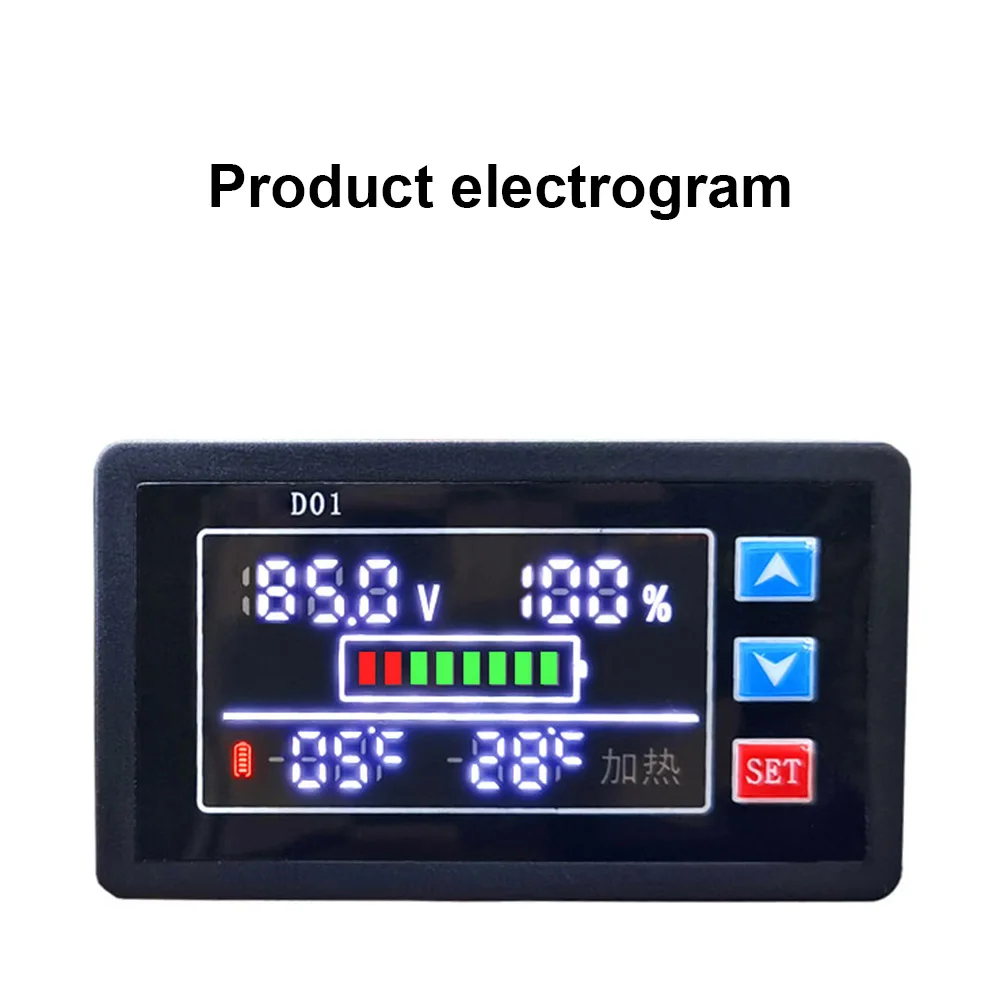 DC Battery Voltmeter DC 9V-100V Capacity Indicator Power Meter Lithium lead-acid cell LCD Battery With Temperature Controller