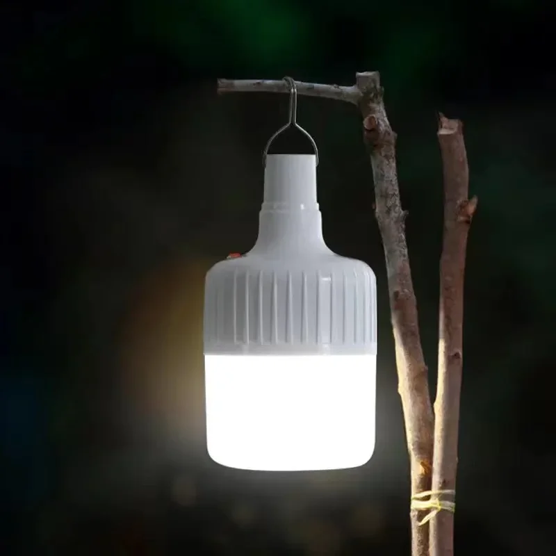 Outdoor Solar Camping Light Bulb Portable Emergency Lamp Tent LED Hook Up Hanging Camping Search Lights Lantern Hiking 2/1PCS