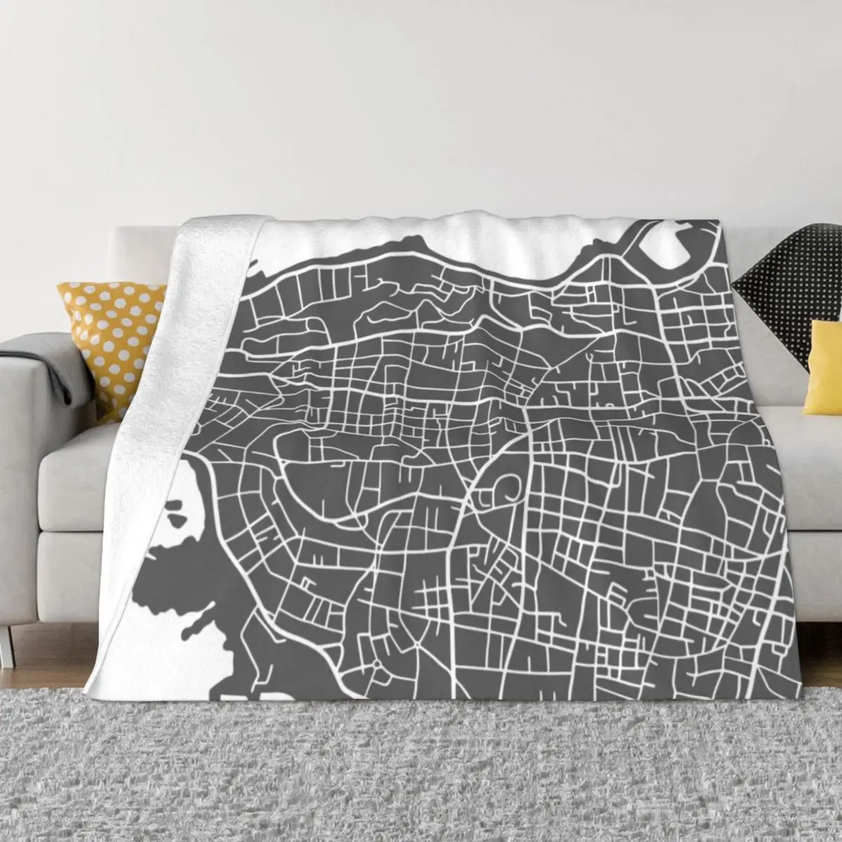 

Map of Beirut Throw Blanket Plaid Polar blanket