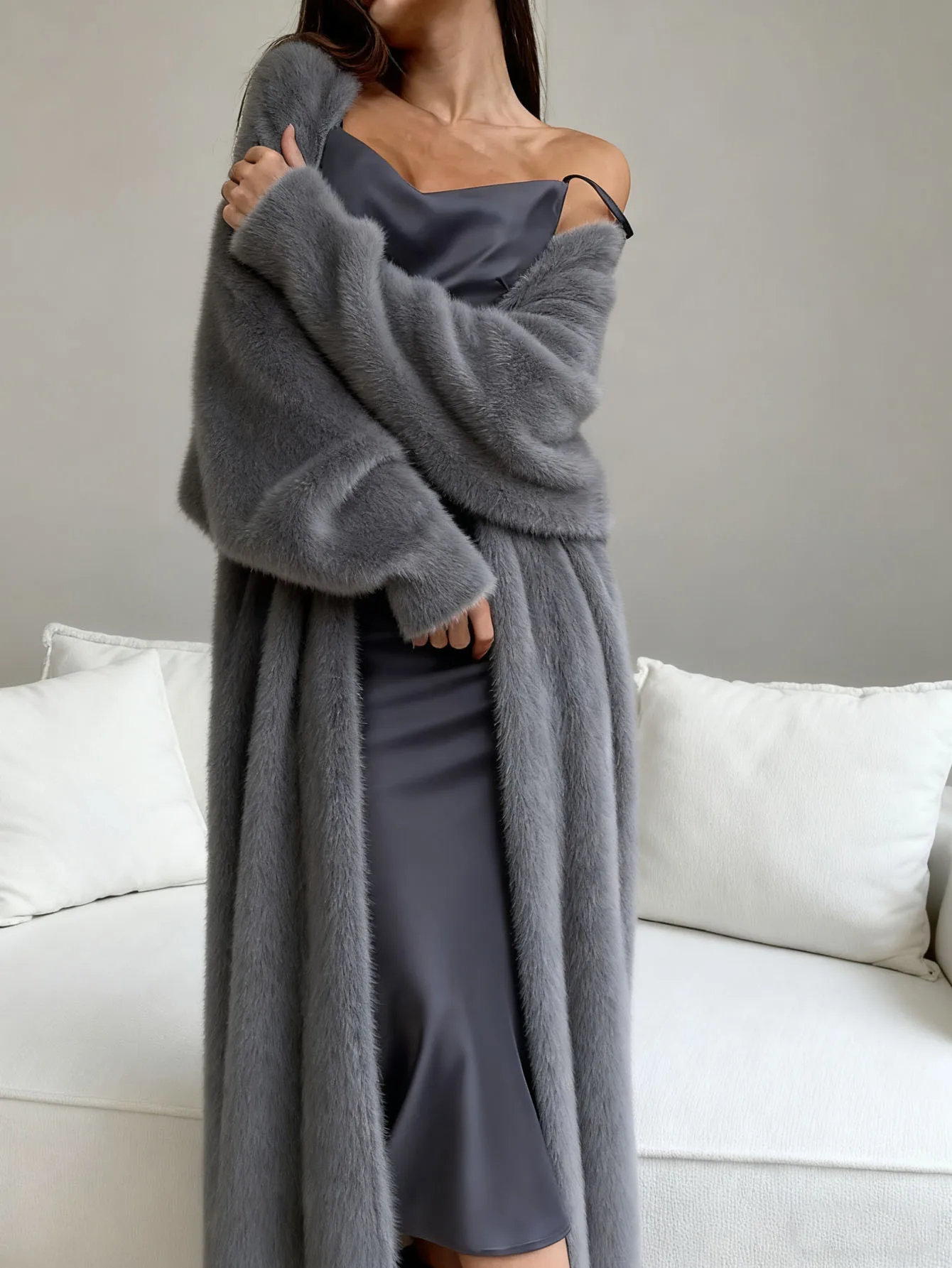 Autumn Winter Loose Coat Women's Plush Fluffy Long Cardigan Imitation Mink White Knitted Cardigan Sweater High Street Warm Coat