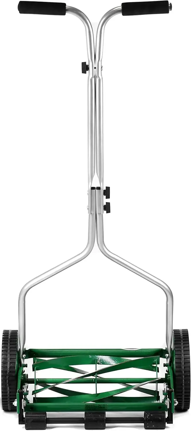 Ferramentas elétricas externas 304-14S Cortador de grama com carretel de pressão de 5 lâminas de 14 polegadas, verde