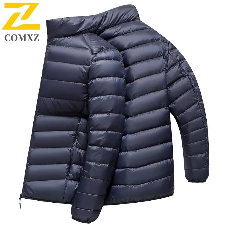 COMXZ Chaqueta corta de plumón informal con cuello levantado para exteriores, Parka de protección contra el frío y la nieve, ropa de invierno a prueba de viento con plumón de pato blanco a la moda