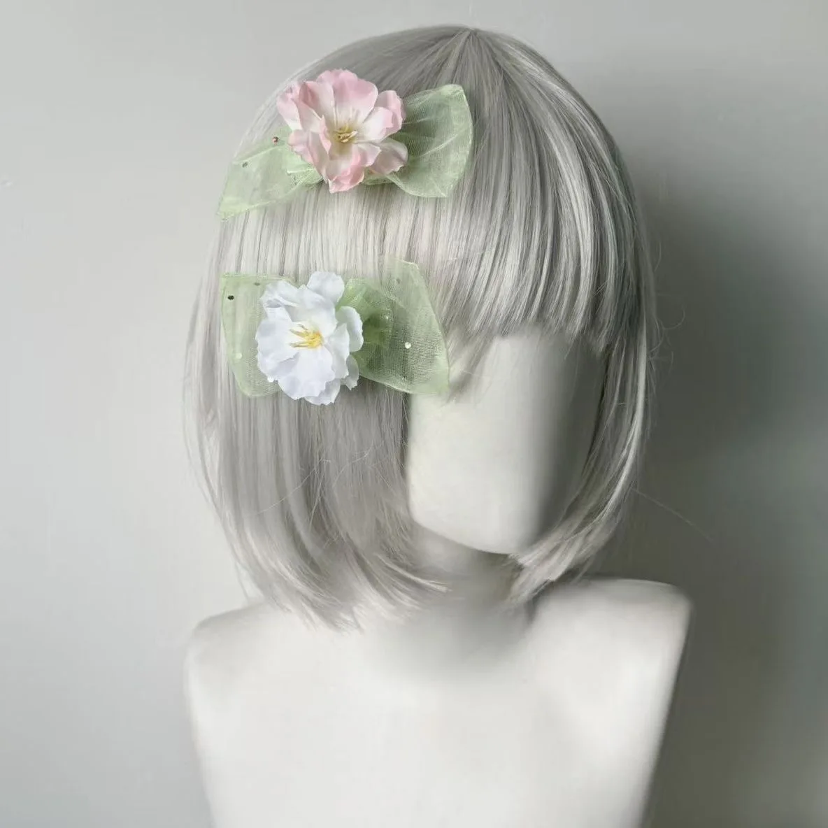 2Pcs Sweet Cherry Blossom Flower Hairpin Lolita Girls Sakura Side Clips Bangs Hair Clips For Women Headwear Hair Accessories
