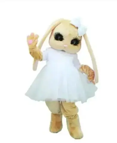 Bonito mascote de lebre para adulto, coelho, vestido de Halloween e Natal, adereços de corpo inteiro, novo e bonito