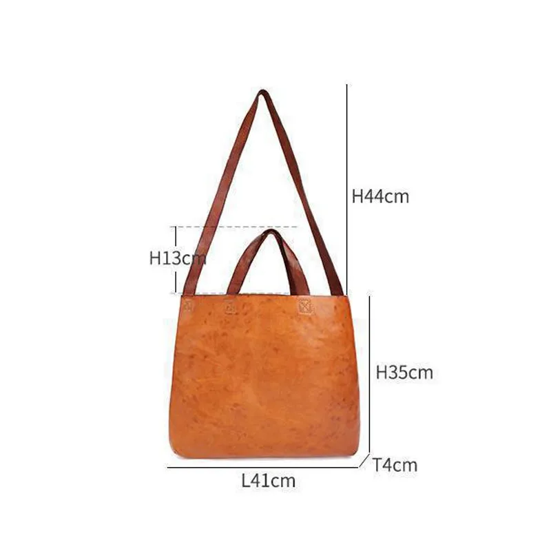 Johnature Genuine Leather Fashion Women Handbag Commuting Big Tot Bag Natural Cowhide Versatile Large Capacity Shoulder Bags