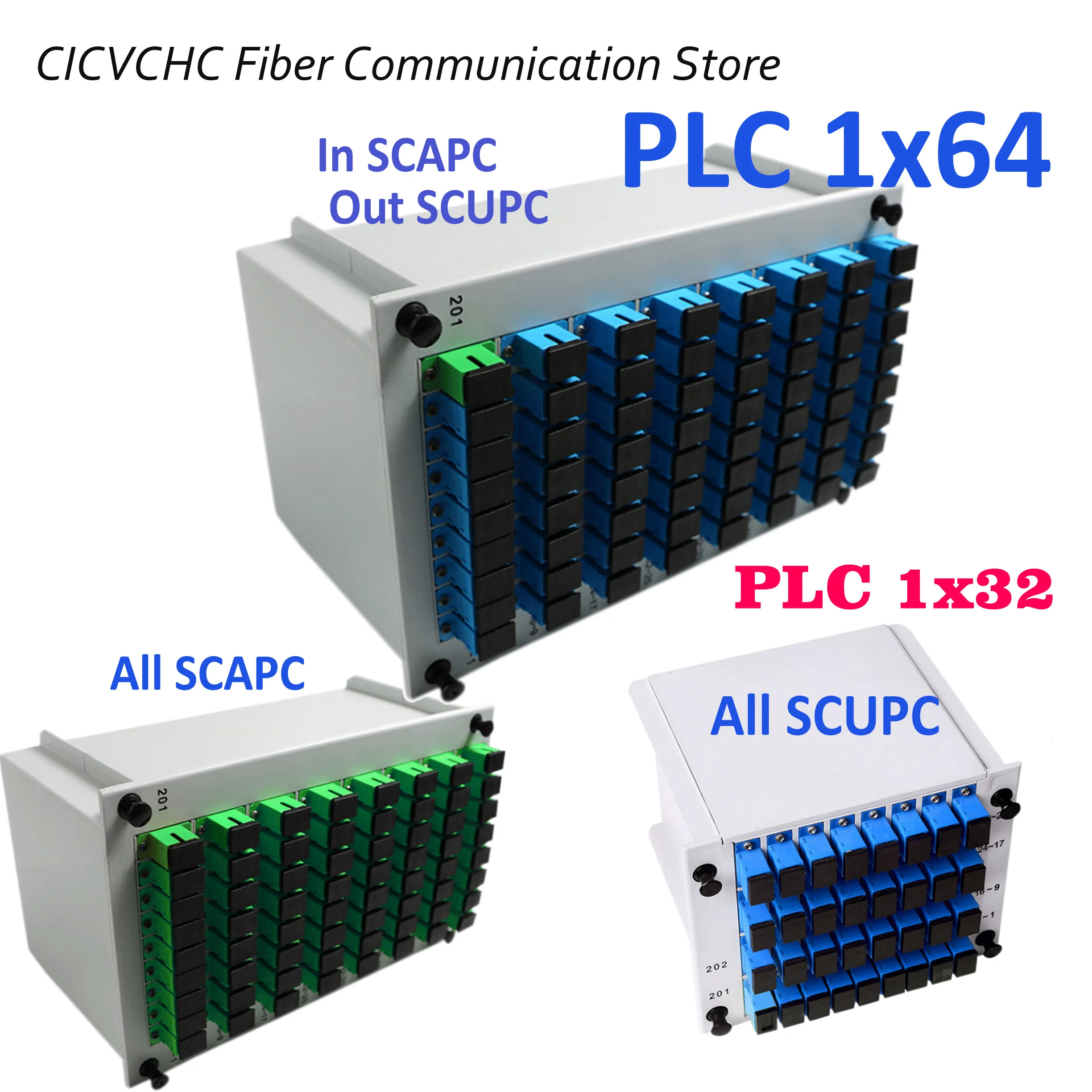 PLC Optical Splitter 1x32, 1x64 Mini Plug-in Type, Single Mode Fiber, with SC Connector/Cassette Card Inserting