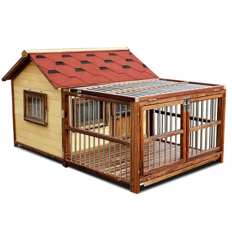 Solid Wood Dog House Winter Warm Dog Villa Anti-Corrosion Outdoor Rainproof Large Dog Kennel