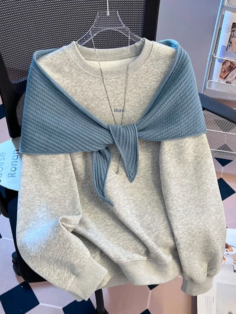 Lâche tricoté poinçon Long Sve rond Ne Sweat femmes printemps automne nouveau Sle décontracté confortable coton mélange haut