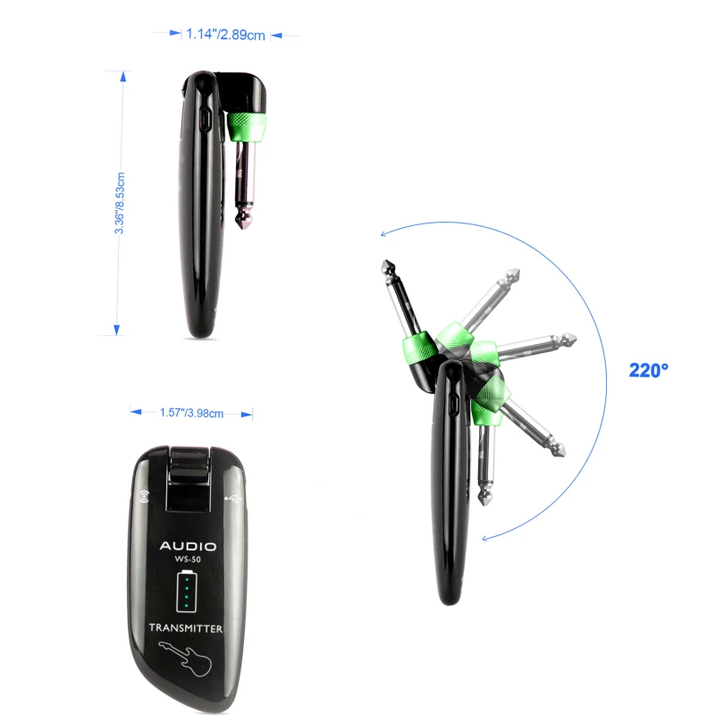 SWIFF WS-50 UHF Digital Guitar Wireless System Transmitter+Receiver 50M Transmission Range Rechargeable for Electric Guitar Bass