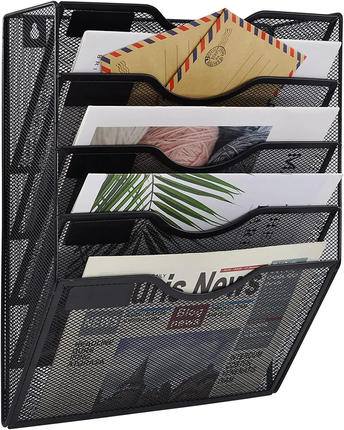 

5 Pockets Mesh Wall File Holder Office Hanging File Folder File Organizer Vertical Holder Rack for Office Home