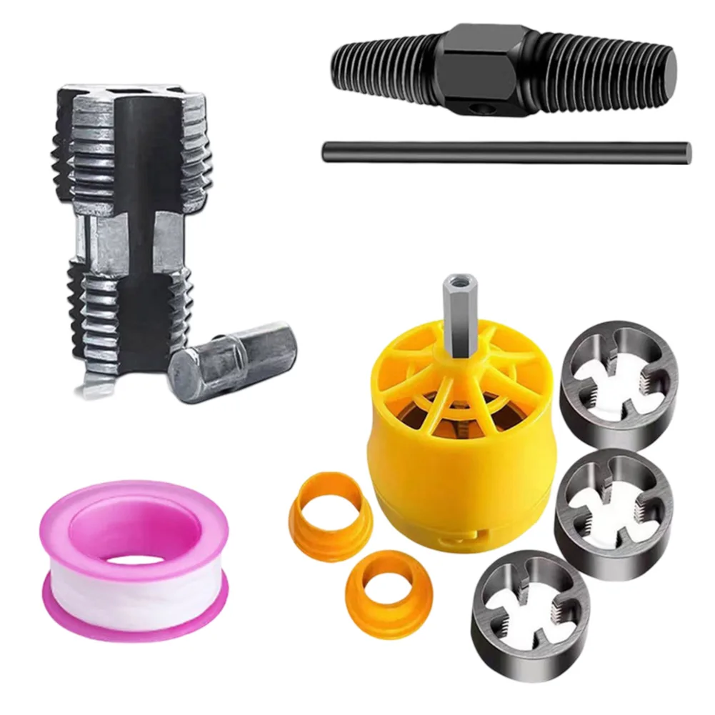 

3 шт., набор для нарезания резьбы для труб из ПВХ «сделай сам», круглая резьба для труб, 1/2 3/4 дюйма, доступный инструмент для ремонта труб, электрический станок для нарезания резьбы