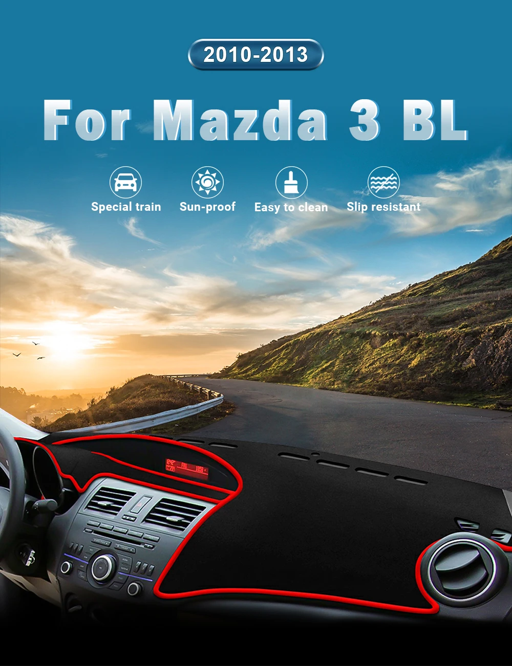 Für Mazda 3 BL M3 2010 2011 2012 2013 Auto Dashboard Abdeckung Vermeiden Licht Matte Sonnenschutz Pad Anti-Uv Teppiche schutzhülle Zubehör – Detail 1