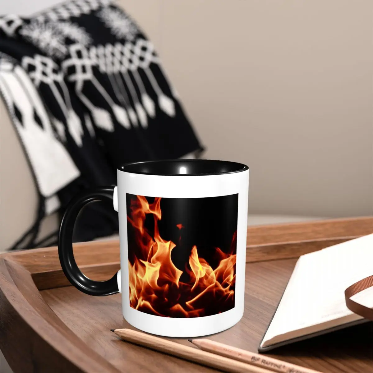Burning Fire With Sparks Mug Funny Ceramic Coffee Cups Tea Mugs Milk Cup Drinkware Gifts for Woman Man