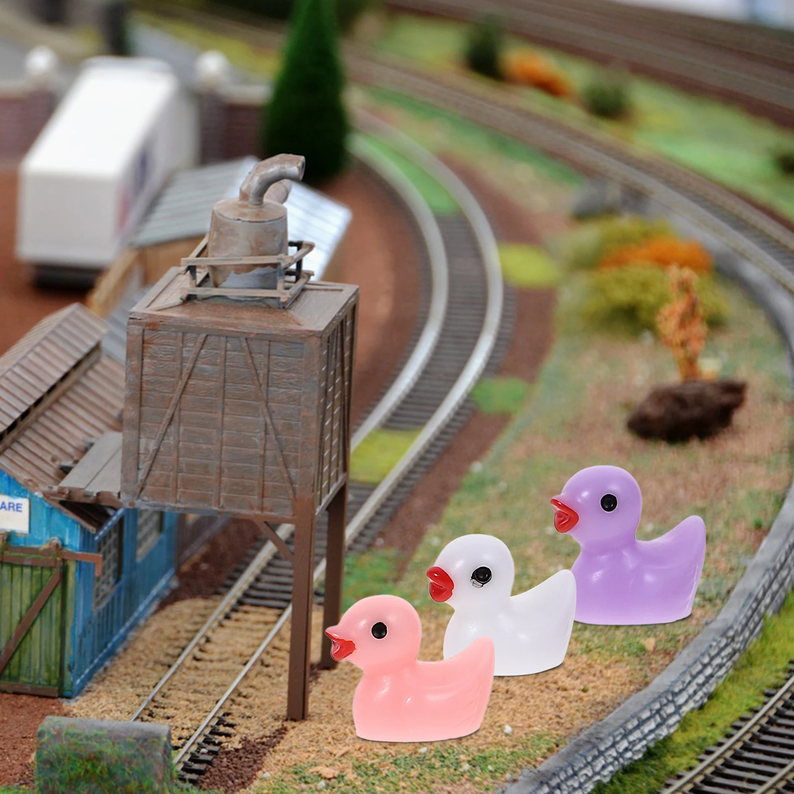 

200Pcs Candy Color Mini Resin Ducks Creative Tiny Resin Animals Mini Ornament for Car Garden Landscape Small Tiny Figurines