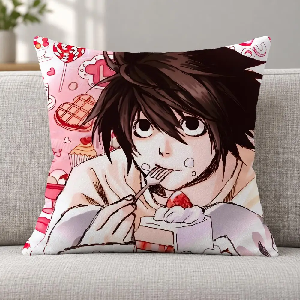 Anime Death Note L-L Lawliet Cushion Cover Soft Plush Decorative Sofa Bedroom Living Room Car Dorm Home Decor Gift