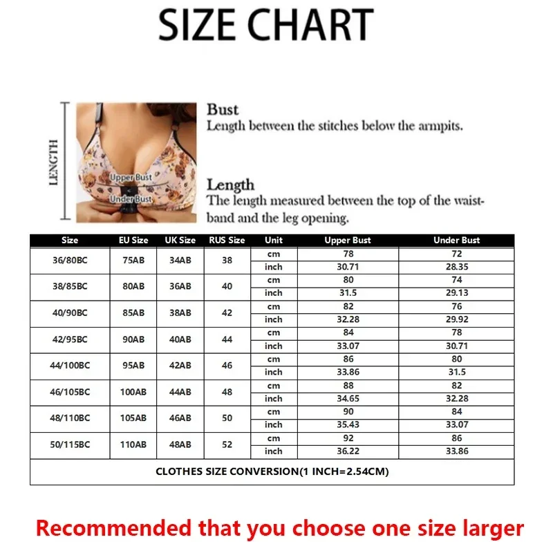 Sexy Push Up Bras Front Closure Floral Print Brassiere Wireless Bralette Breast Seamless Bras for Women Underwear Large Size