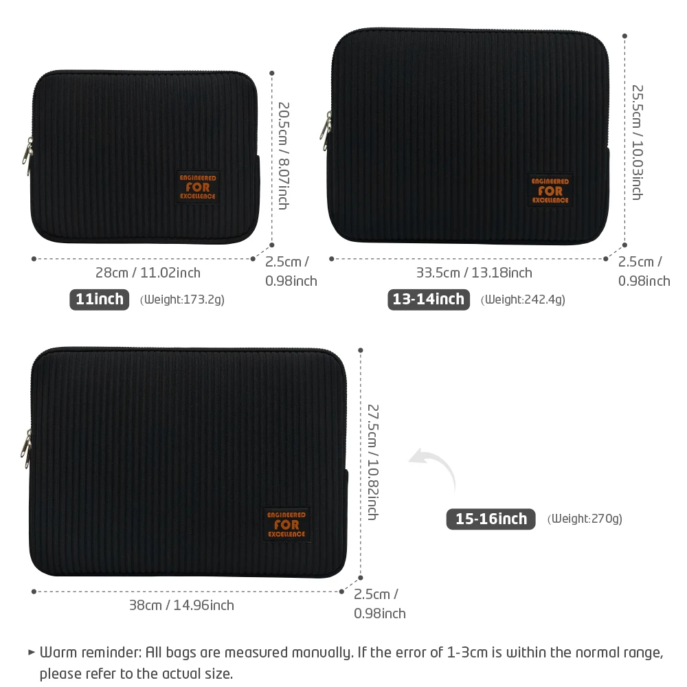 حقيبة كمبيوتر محمول لجهاز MacBook مقاس 9-16 بوصة، Dell، HP، Lenovo، حافظة كمبيوتر محمول واقية مقاومة للصدمات لأجهزة الكمبيوتر المحمولة مقاس 11 13 14 15 16 بوصة