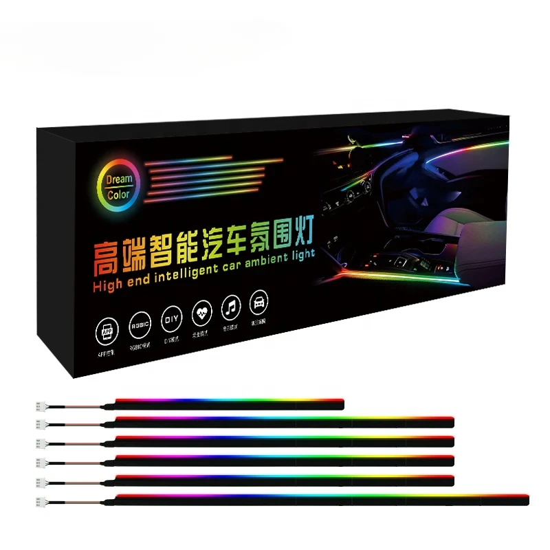 Dream color Car led ambient light 5V Accessories Interior  Decorative Music APP control Strip Lightcustom