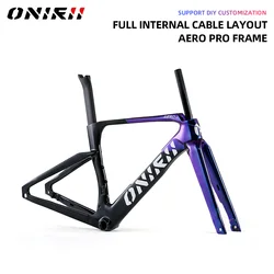 2024 ONIRII Aerodynamic Carbon Bike Frame with Integrated Handlebar Thru Axle, Front Fork, Headset, Seat Post for Road Bicycle