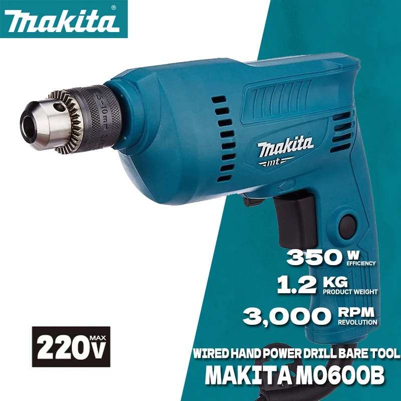 MAKITA M0600B 3/8″ Hand Power Drill 220V 350W Wired Electric Screw Driver Tool Multi-function Electric Drill with Keyed Chuck