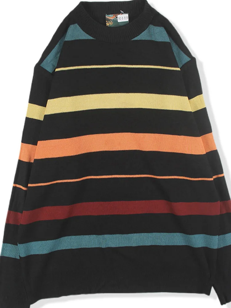 Vintage solto ex lã camisola padrão fair isle malha outono inverno quente longo sve redondo ne único botão fechamento