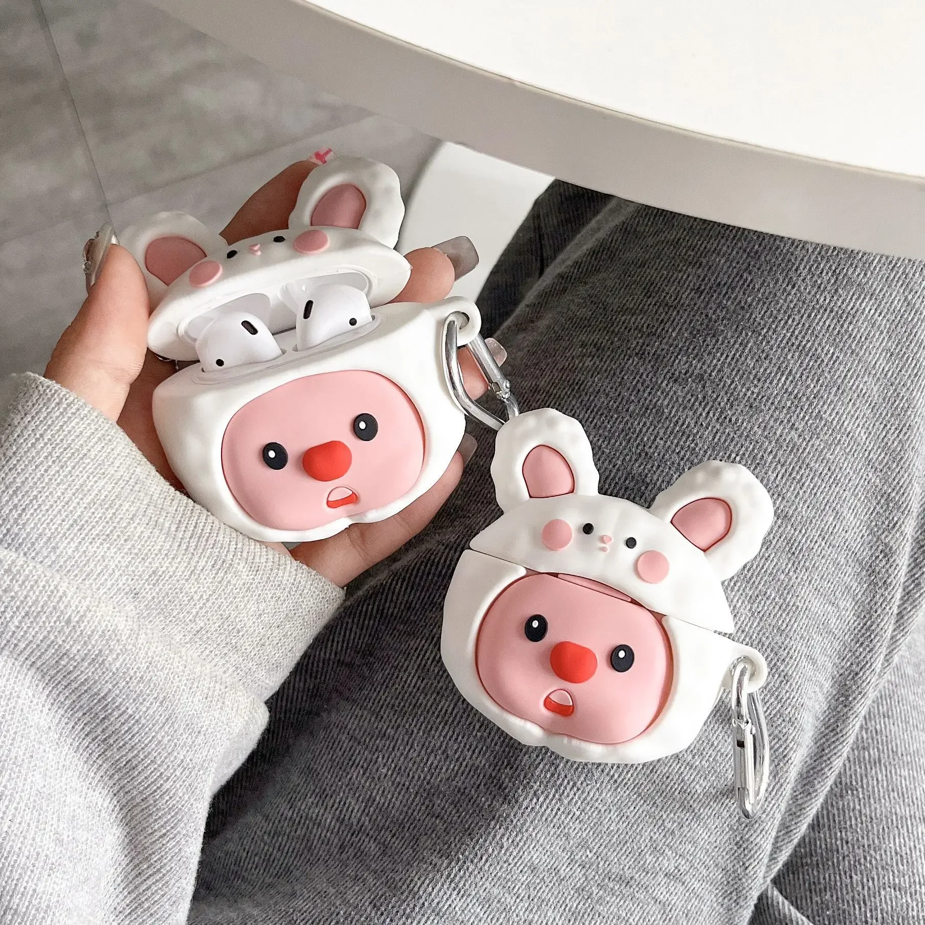 

Cute Cartoon Protective Cover for AirPods Pro2 Rabbit Hat Little Beaver Case for Apple Airpods 4 3 2 1 Bluetooth Earphone Case