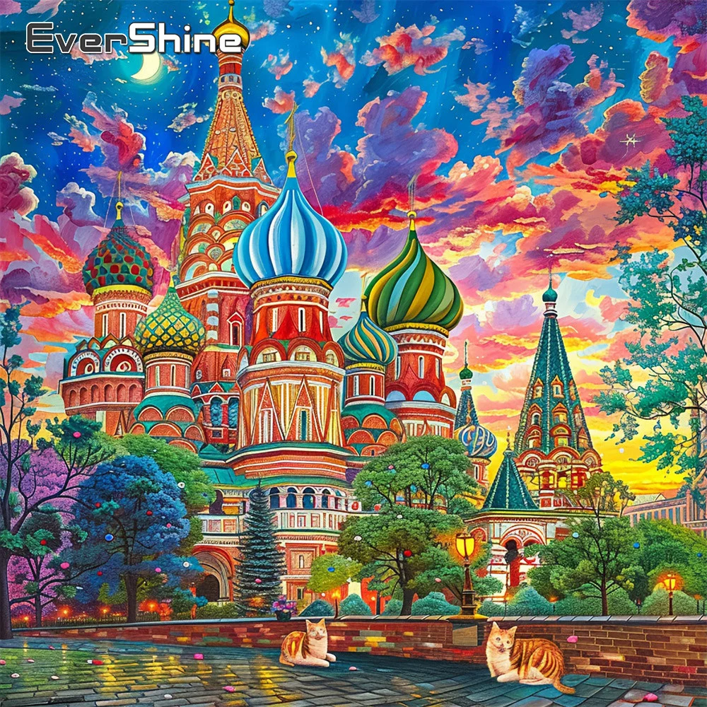EverShine Diamant-Mosaik Cartoon Vollquadrat-Drill-Malerei Schloss-Bild Strass-Stickerei Baum Einzigartiges Kindergeschenk