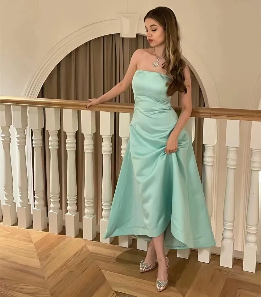 

Santorini Prom Dresses Strapless Special Dinner Dress Women Elegant Long A Line Birthday Party Evening Gowns Sexy Back Vestidos